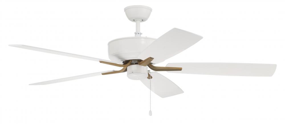 Pro Plus 52" 5-Blade Ceiling Fan in White/Satin Brass w/ White/Washed Oak Blades