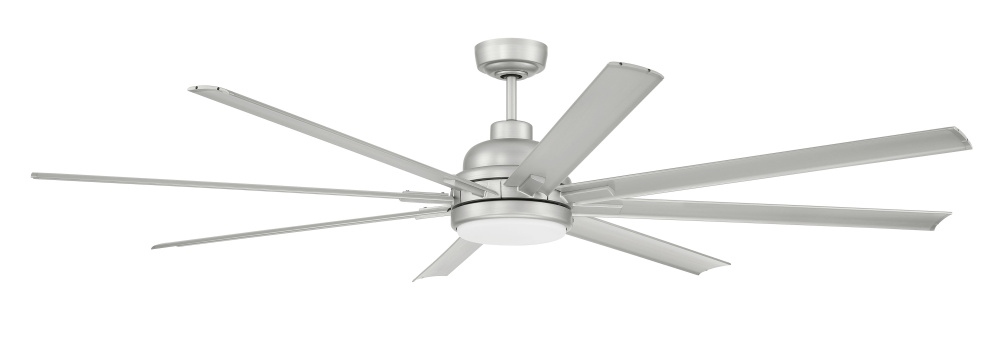 Rush 72" 8-Blade Indoor/Outdoor (Wet) Ceiling Fan in Painted Nickel w/ Painted Nickel Blades