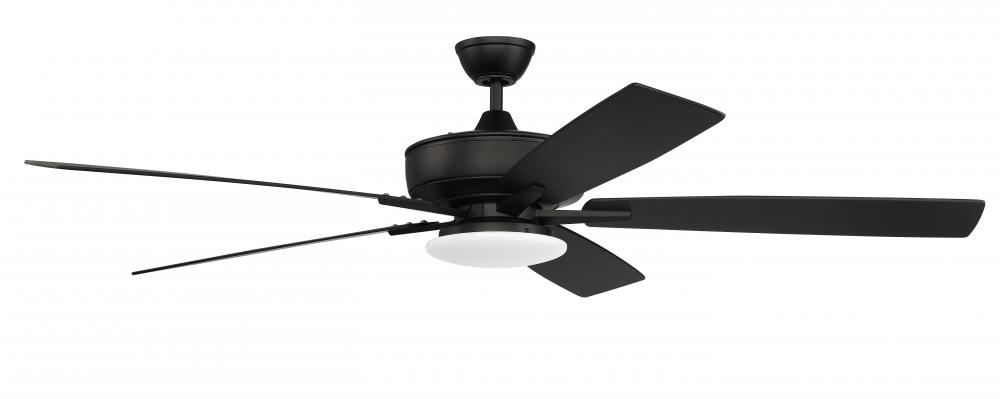 Super Pro 112 60" 5-Blade Ceiling Fan in Flat Black w/ Flat Black/Greywood Blades