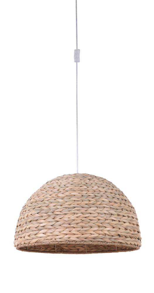 Portable Swag Pendant w/Natural Sea Grass Shade, Damp Rated