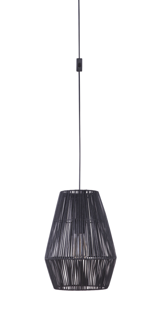 Portable Swag Pendant w/Rattan Shade, Damp Rated