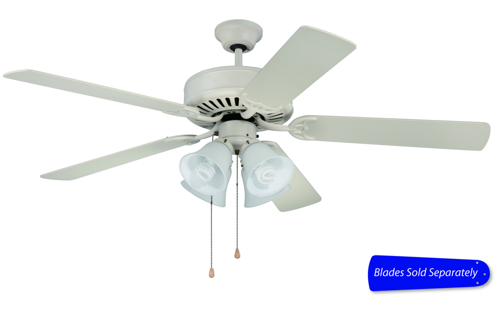 Pro Builder 203 52" Ceiling Fan with Light in Antique White (Blades Sold Separately)