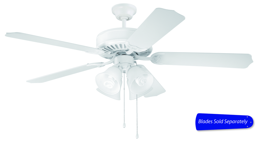 Pro Builder 203 52" Ceiling Fan with Light in White (Blades Sold Separately)