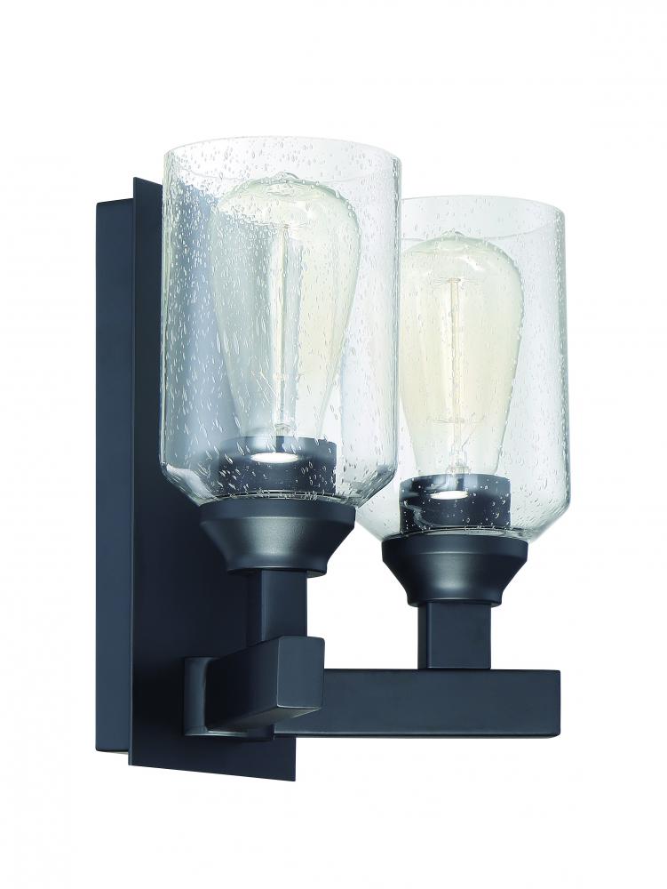 Chicago 2 Light Wall Sconce in Flat Black