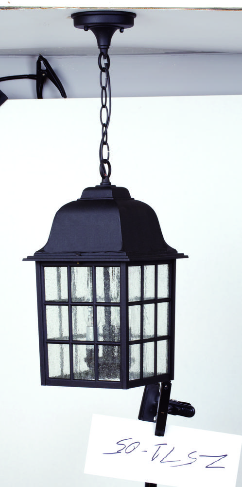 Grid Cage 3 Light Outdoor Pendant in Textured Black