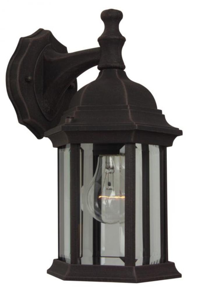 Hex Style Cast 1 Light Medium Outdoor Wall Lantern in Textured Black