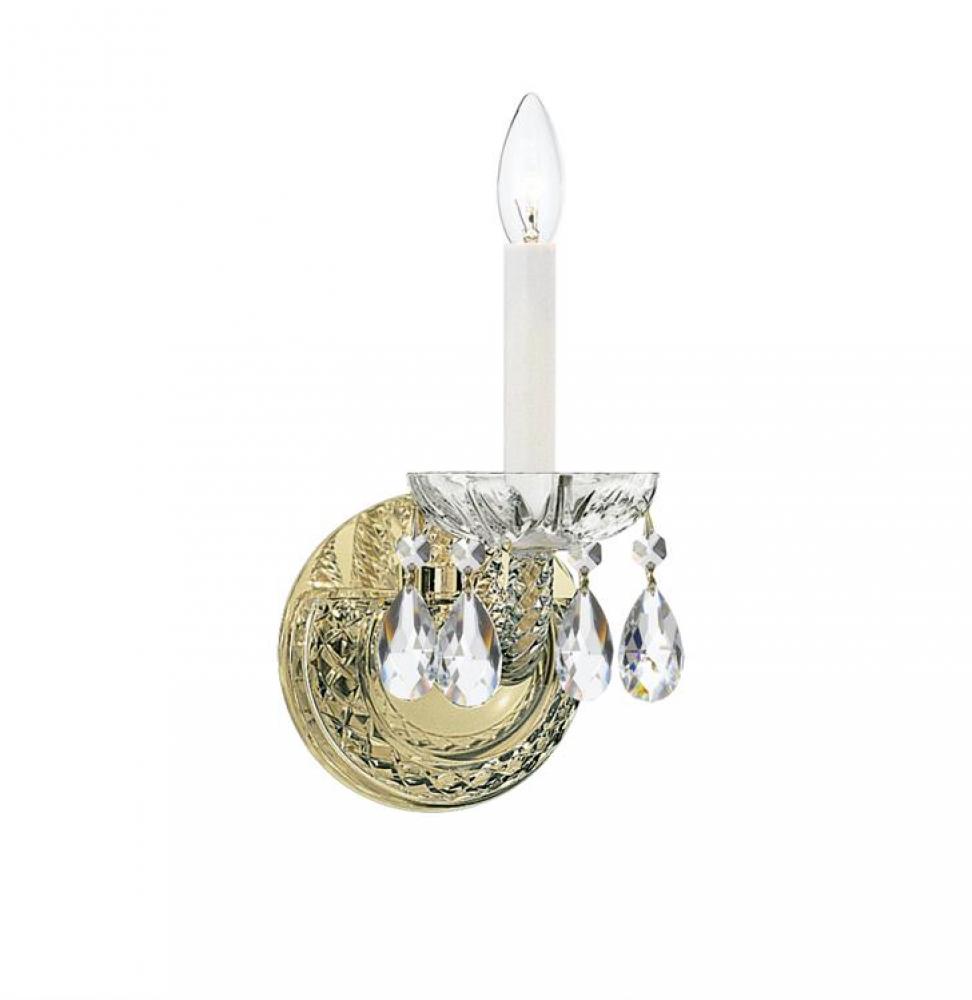 Traditional Crystal 1 Light Hand Cut Crystal Polished Brass Sconce
