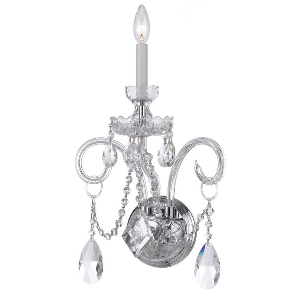 Traditional Crystal 1 Light Hand Cut Crystal Polished Chrome Sconce