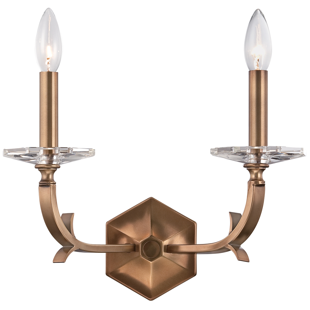 2 Light Roman Bronze Eclectic Sconce Draped In Optical Crystal