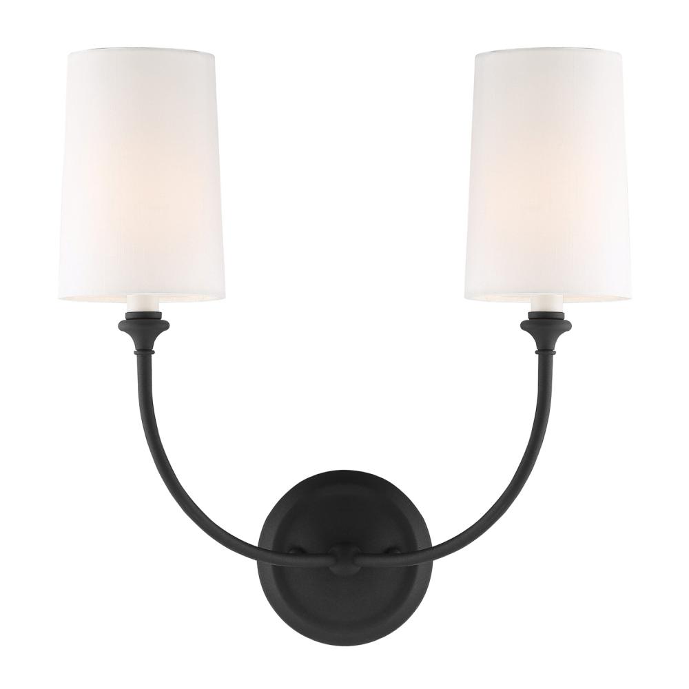Libby Langdon for Crystorama Sylvan 2 Light Black Forged Sconce