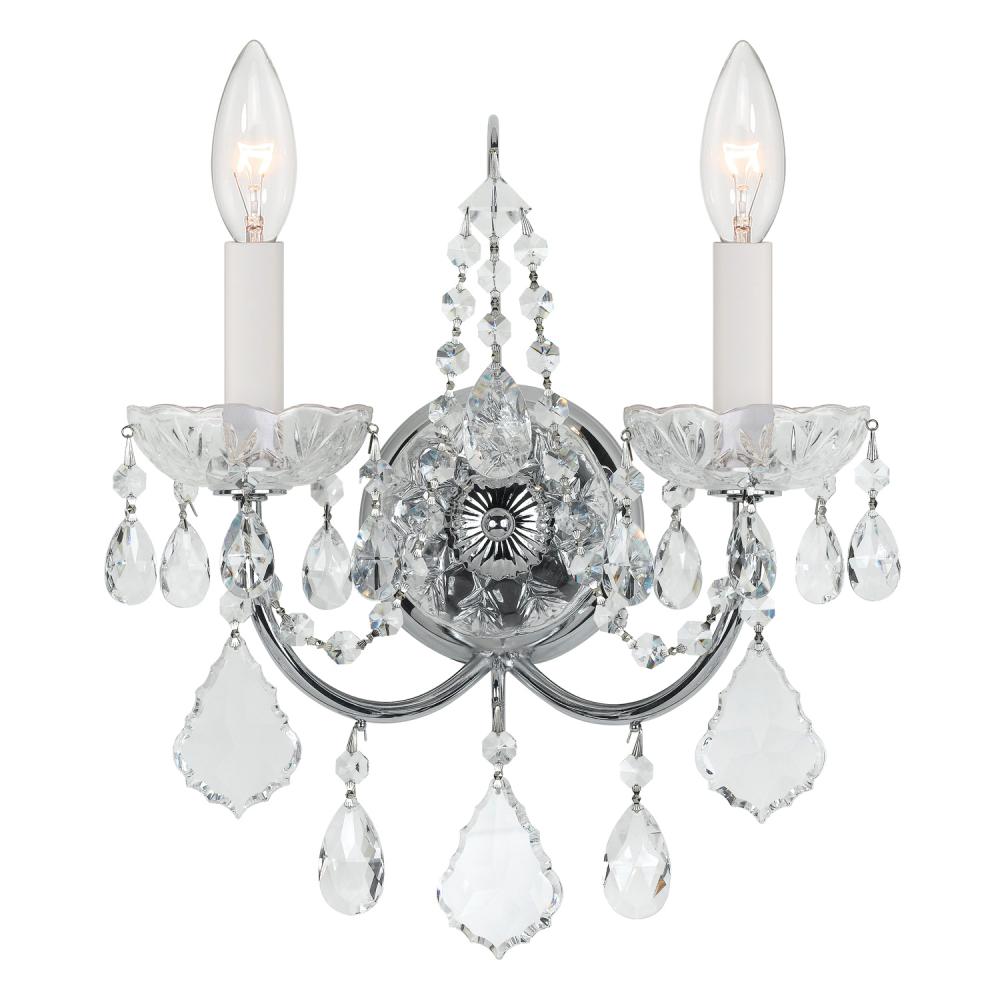 Imperial 2 Light Hand Cut Crystal Polished Chrome Sconce