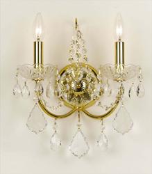 2 Light Gold Traditional Sconce Draped In Clear Hand Cut Crystal