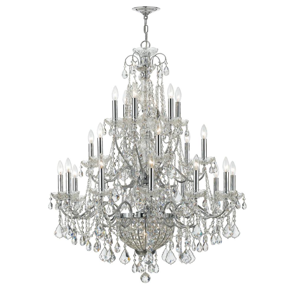 Imperial 26 Light Hand Cut Crystal Polished Chrome Chandelier