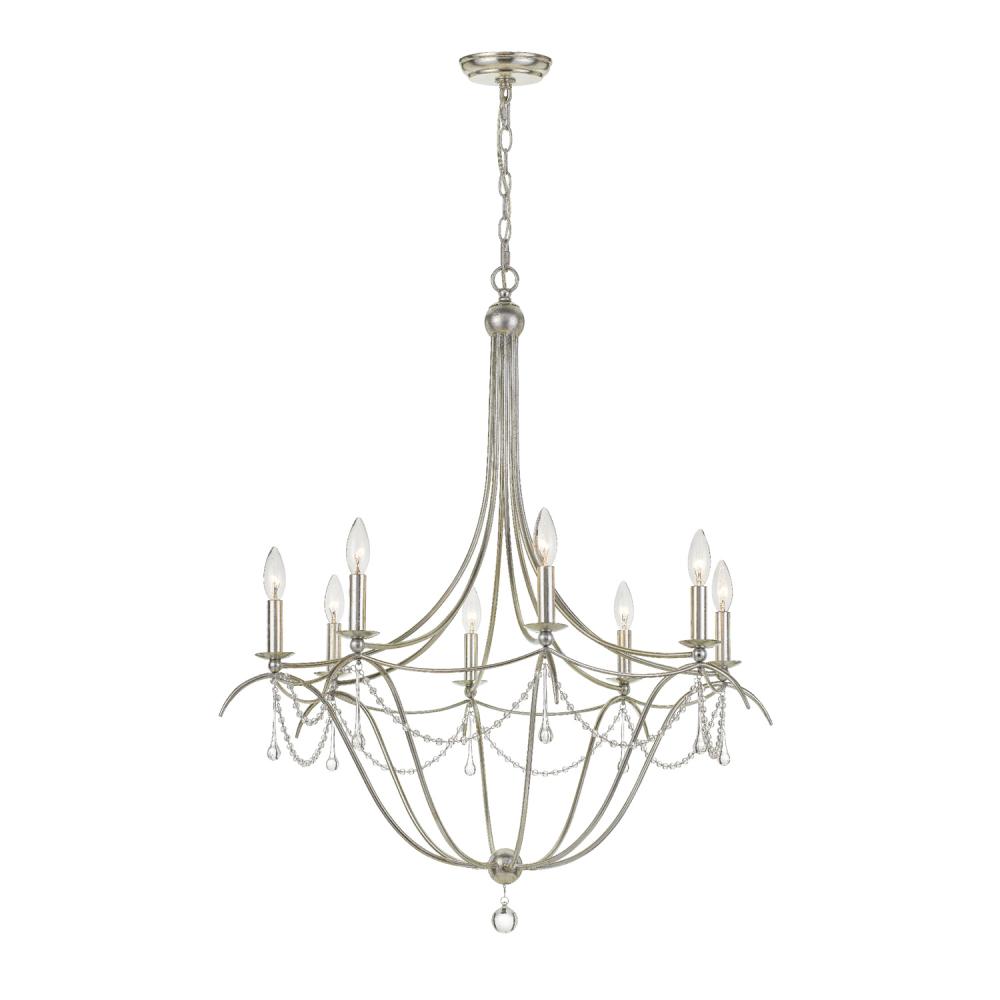 Metro 8 Light Crystal Beads Antique Silver Chandelier