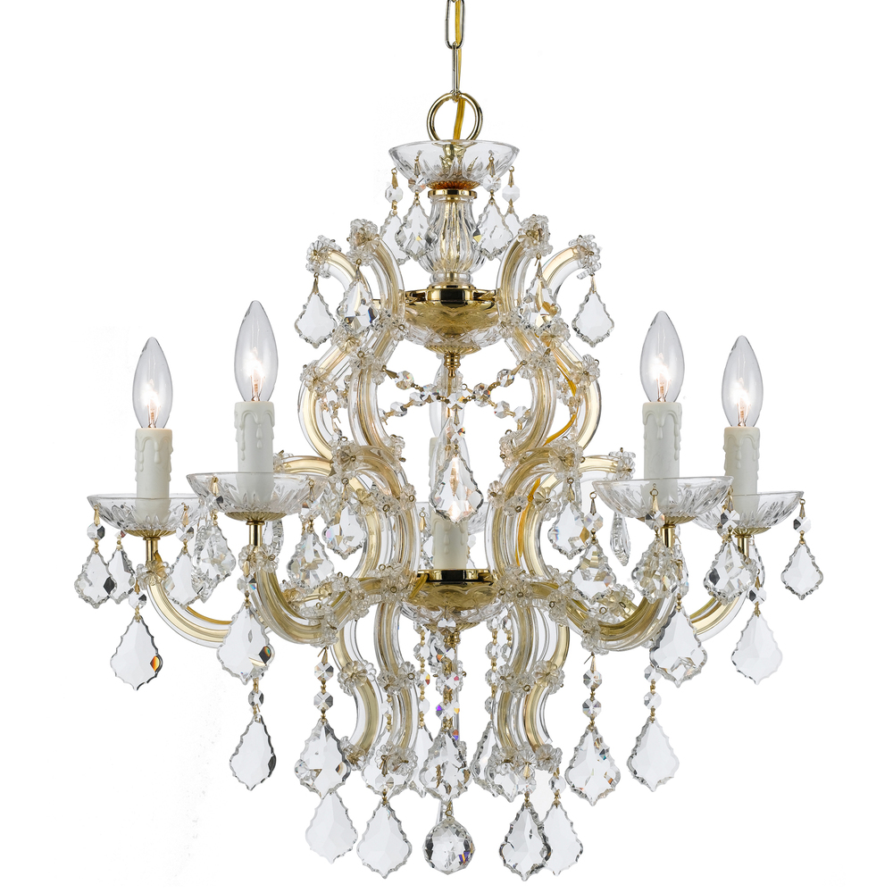 Maria Theresa 6 Light Crystal Gold Chandelier