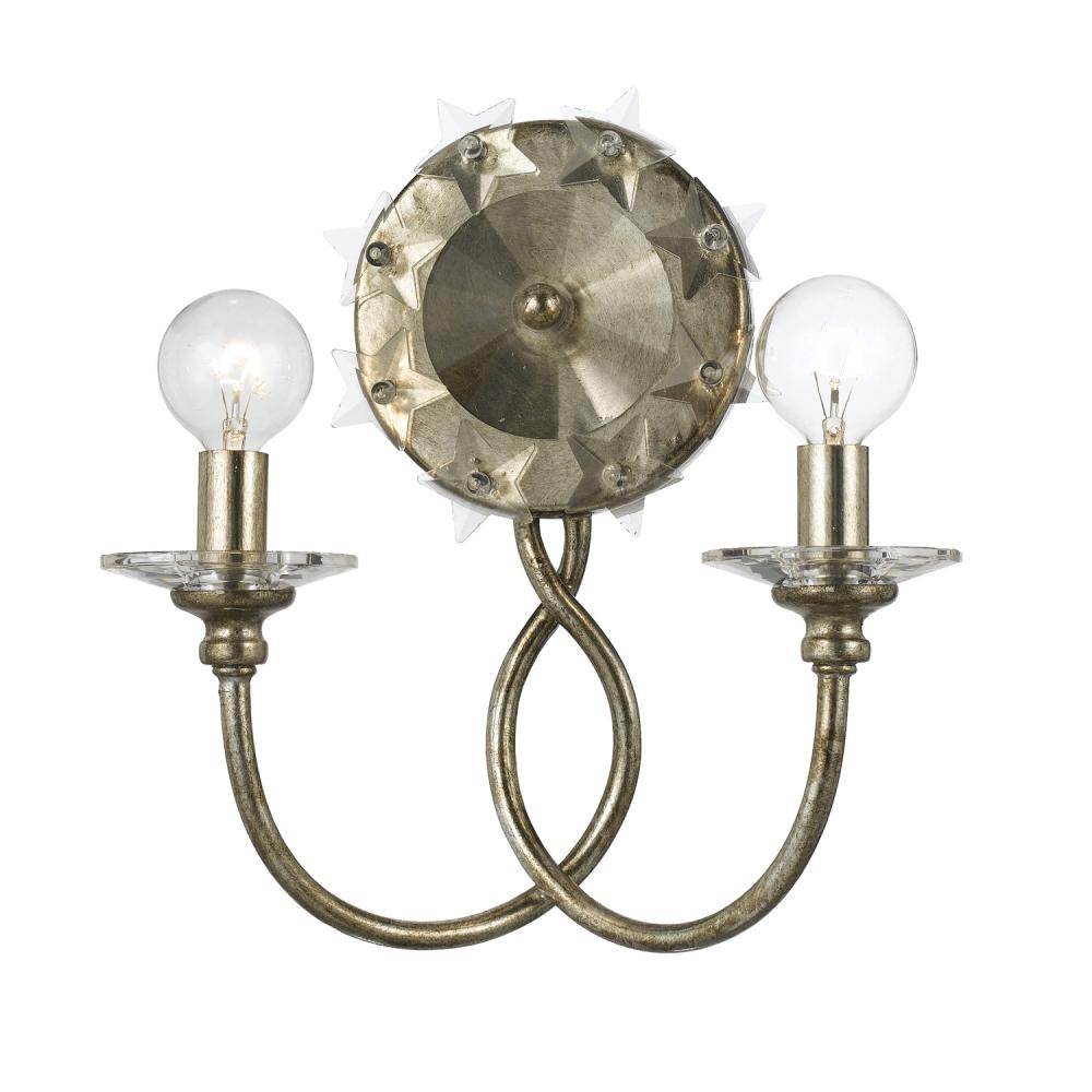 Willow 2 Light Antique Silver Sconce