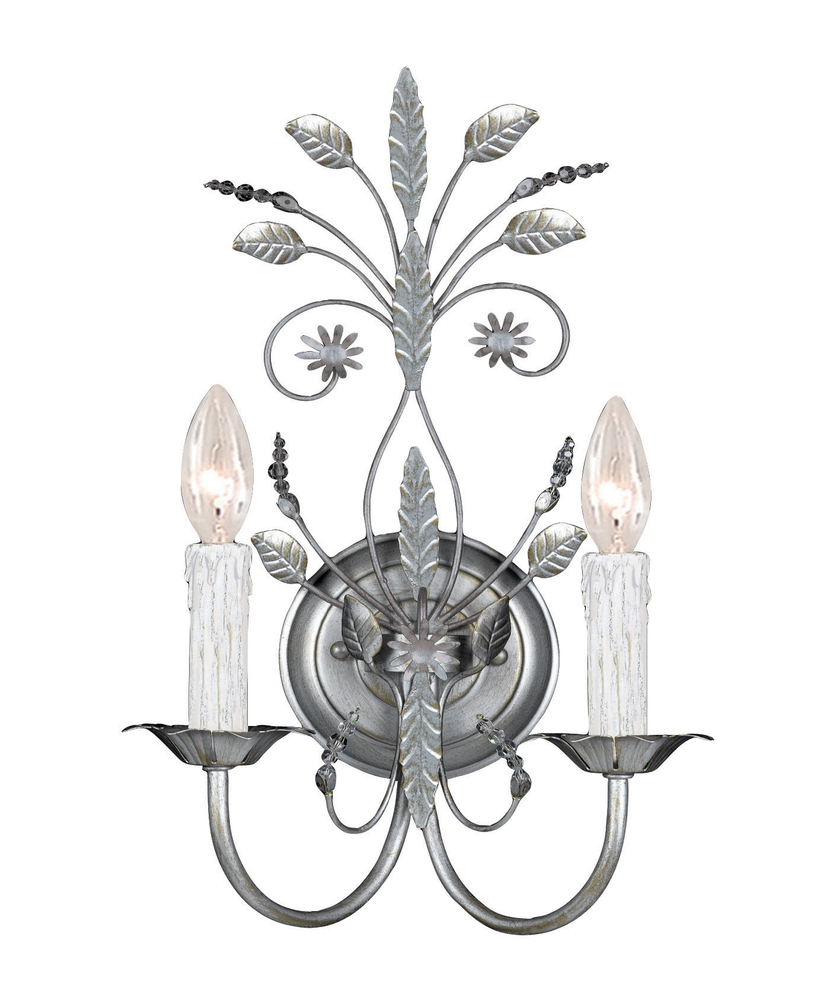 Crystorama Primrose 2 Light Faceted Crystal Silver Sconce