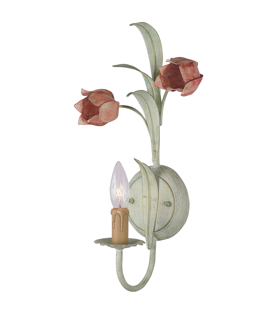 1 Light Sage/Rose Floral Sconce