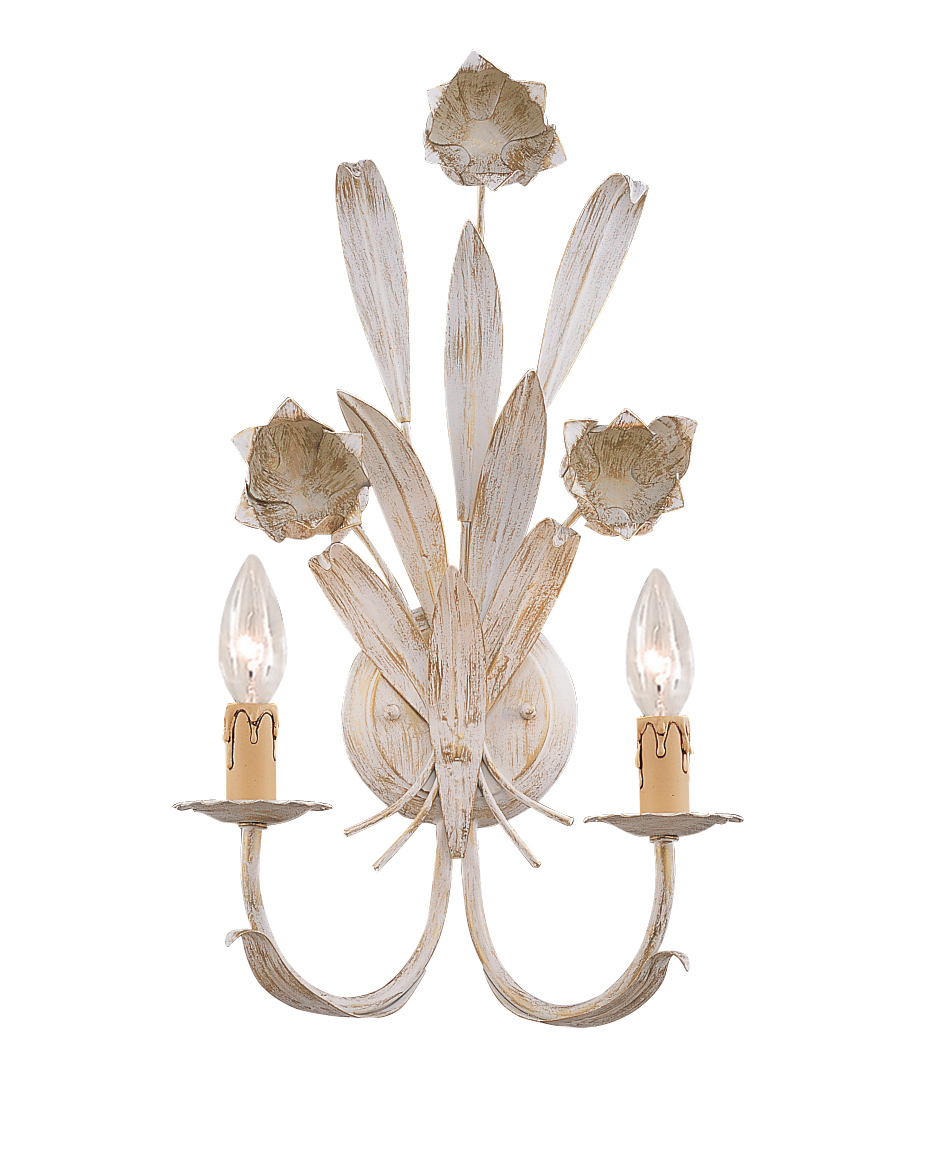 Crystorama Southport 2 Light Antique White Sconce