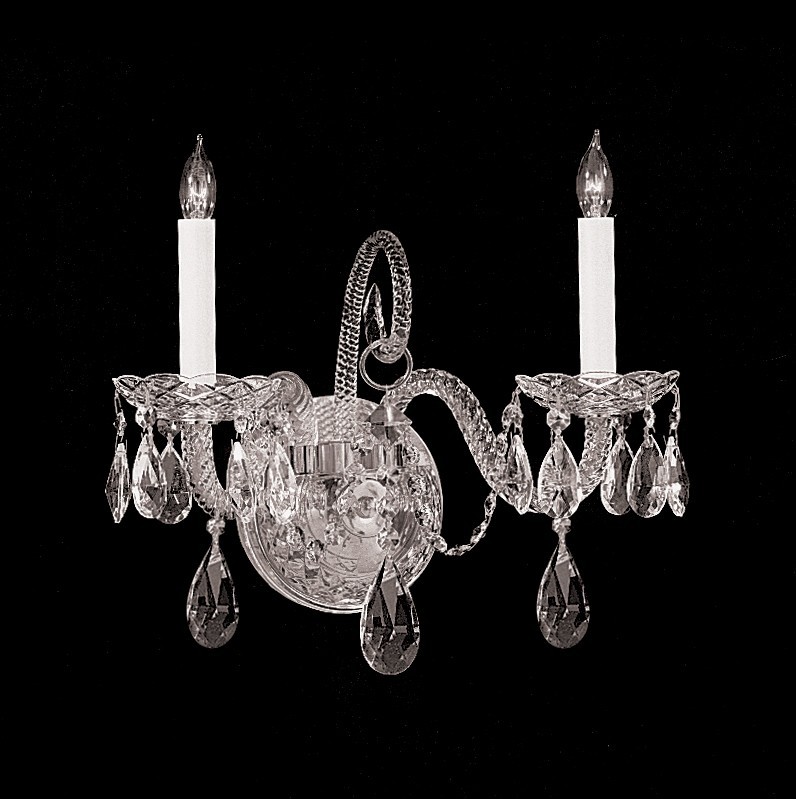 Traditional Crystal 2 Light Clear Crystal Polished Chrome Wall Mount