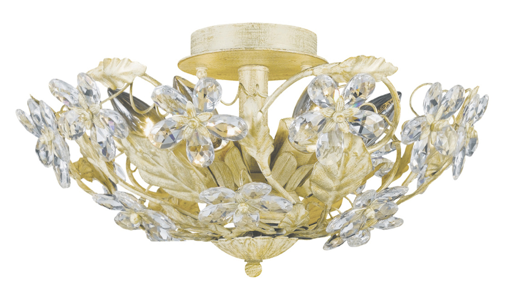 6 Light Champagne Youth Ceiling Mount Draped In Clear Hand Cut Crystal