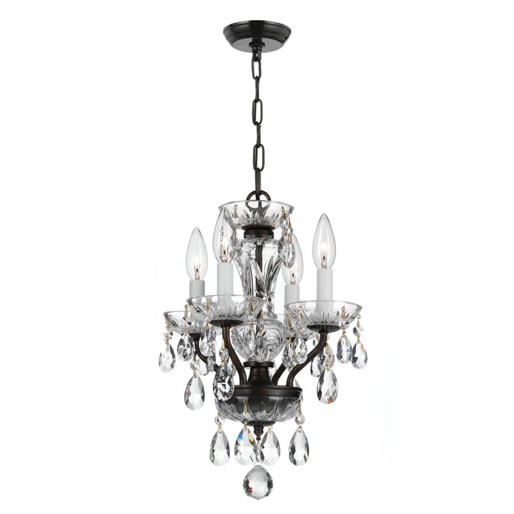 Traditional Crystal 4 Light Spectra Crystal Polished English Bronze Mini Chandelier
