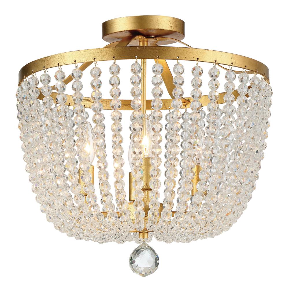 Rylee 16.5'' Antique Gold Semi Flush Mount