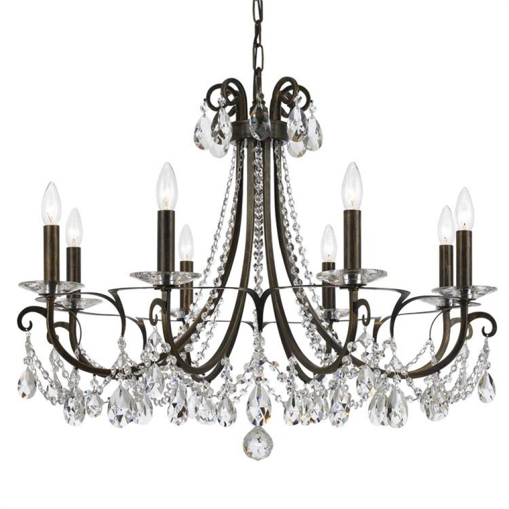 Othello 8 Light Clear Crystal English Bronze Chandelier