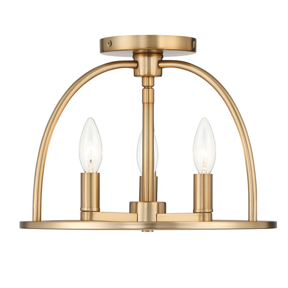 Abbott 3 Light Vibrant Gold Semi Flush Mount