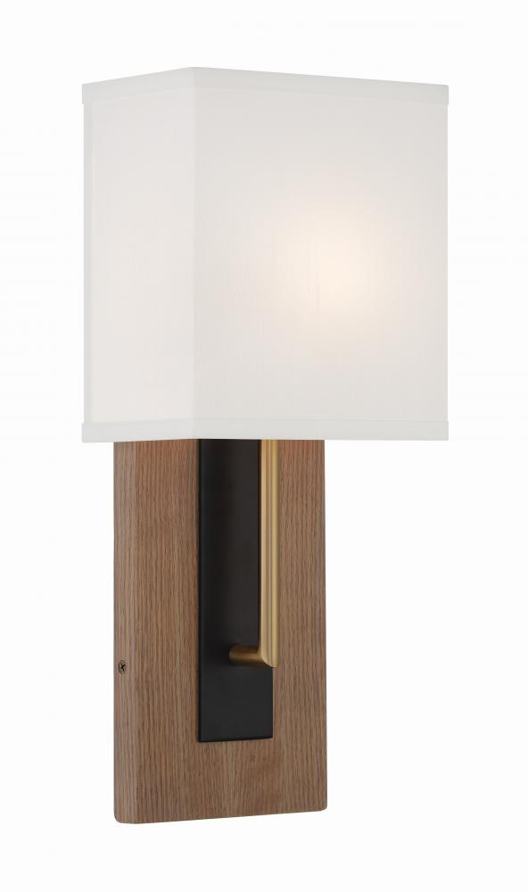 1 Light Matte Black + Vibrant Gold Sconce