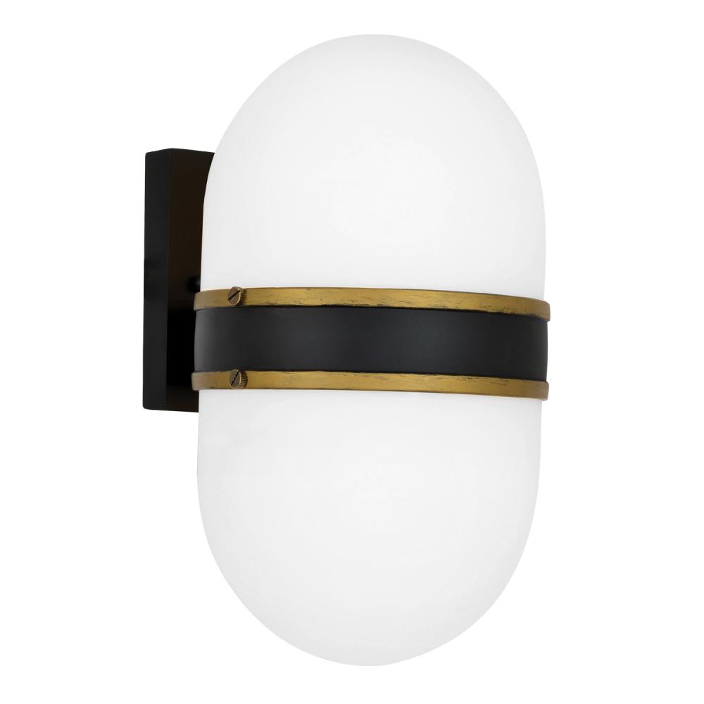 Brian Patrick Flynn for Crystorama Capsule 1 Light Matte Black + Textured Gold Outdoor Sconce