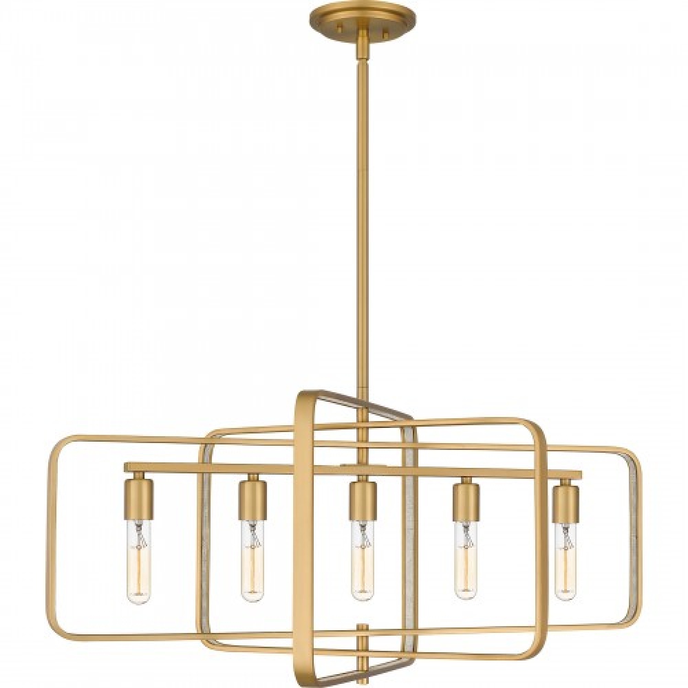 Dupree 5-Light Brushed Weathered Brass Linear Chandelier