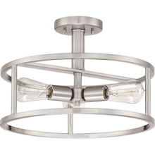 Quoizel NHR1715BN - New Harbor 3-Light Brushed Nickel Semi-Flush Mount Light