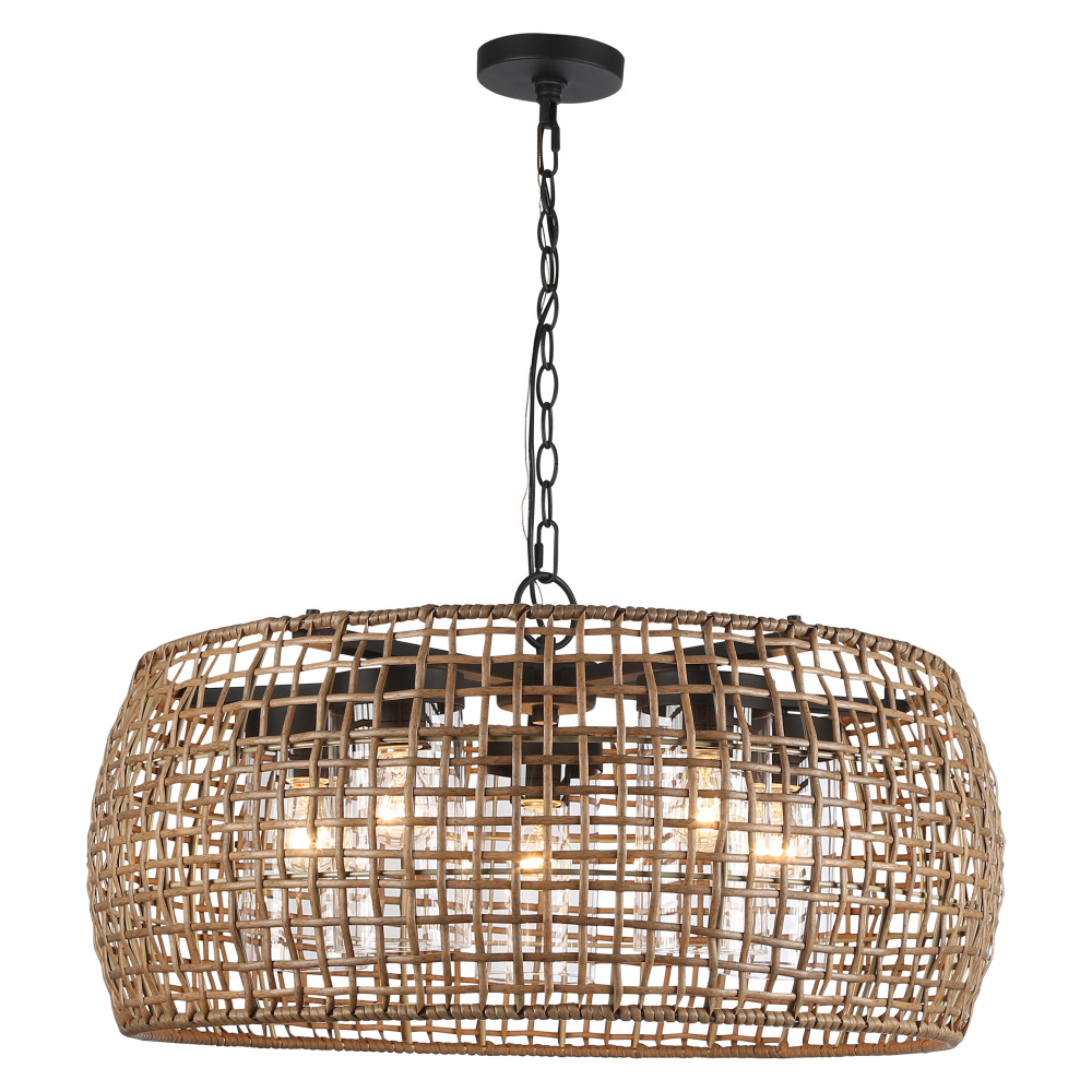 Golden Lighting Piper 5-light Outdoor Pendant in Natural Black