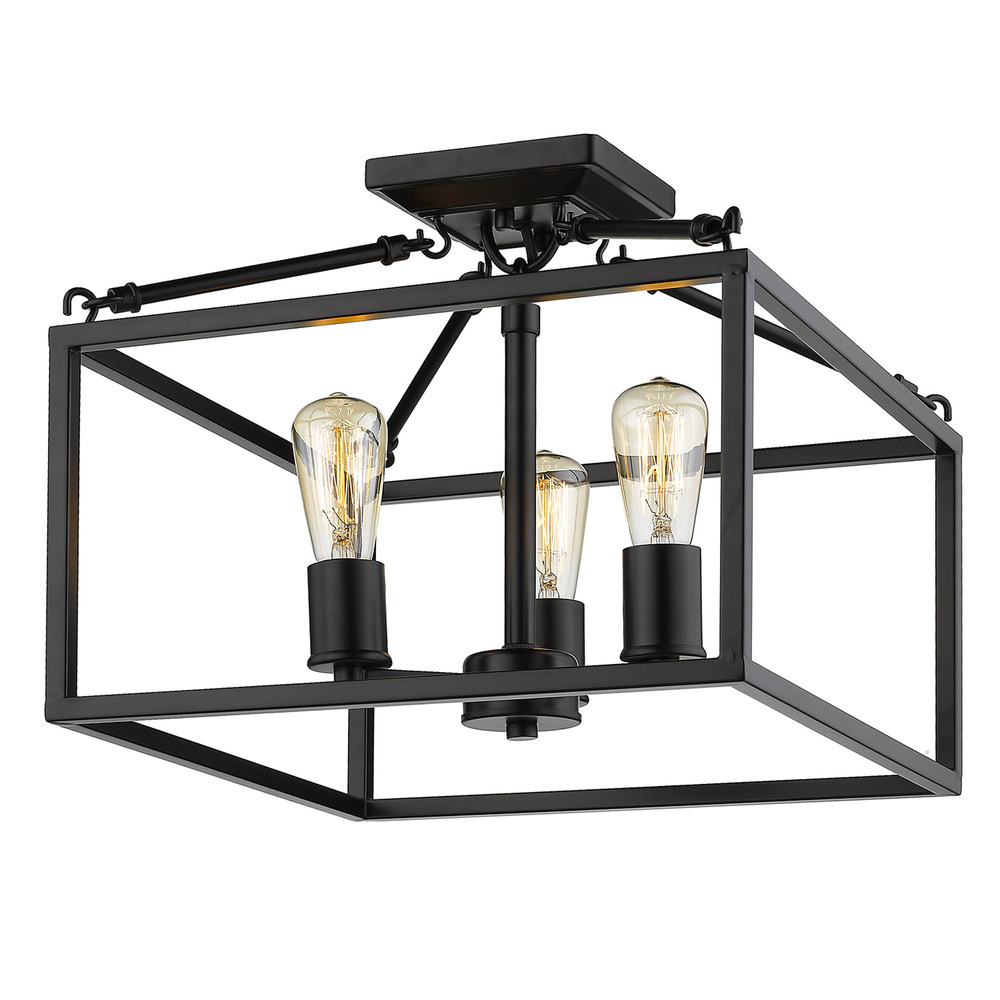 3-Light Semi-Flush Mount in Black