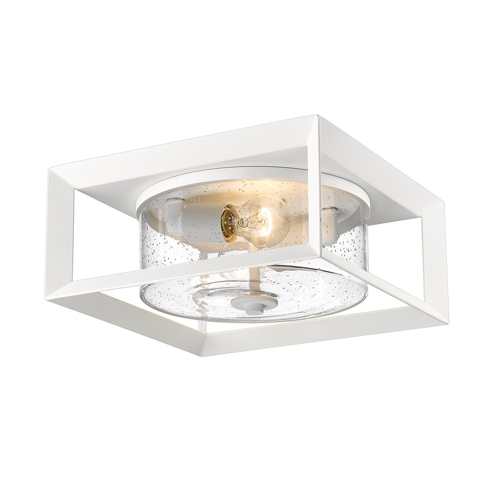 Smyth NWT Flush Mount - Outdoor in Natural White with Seeded Glass Shade
