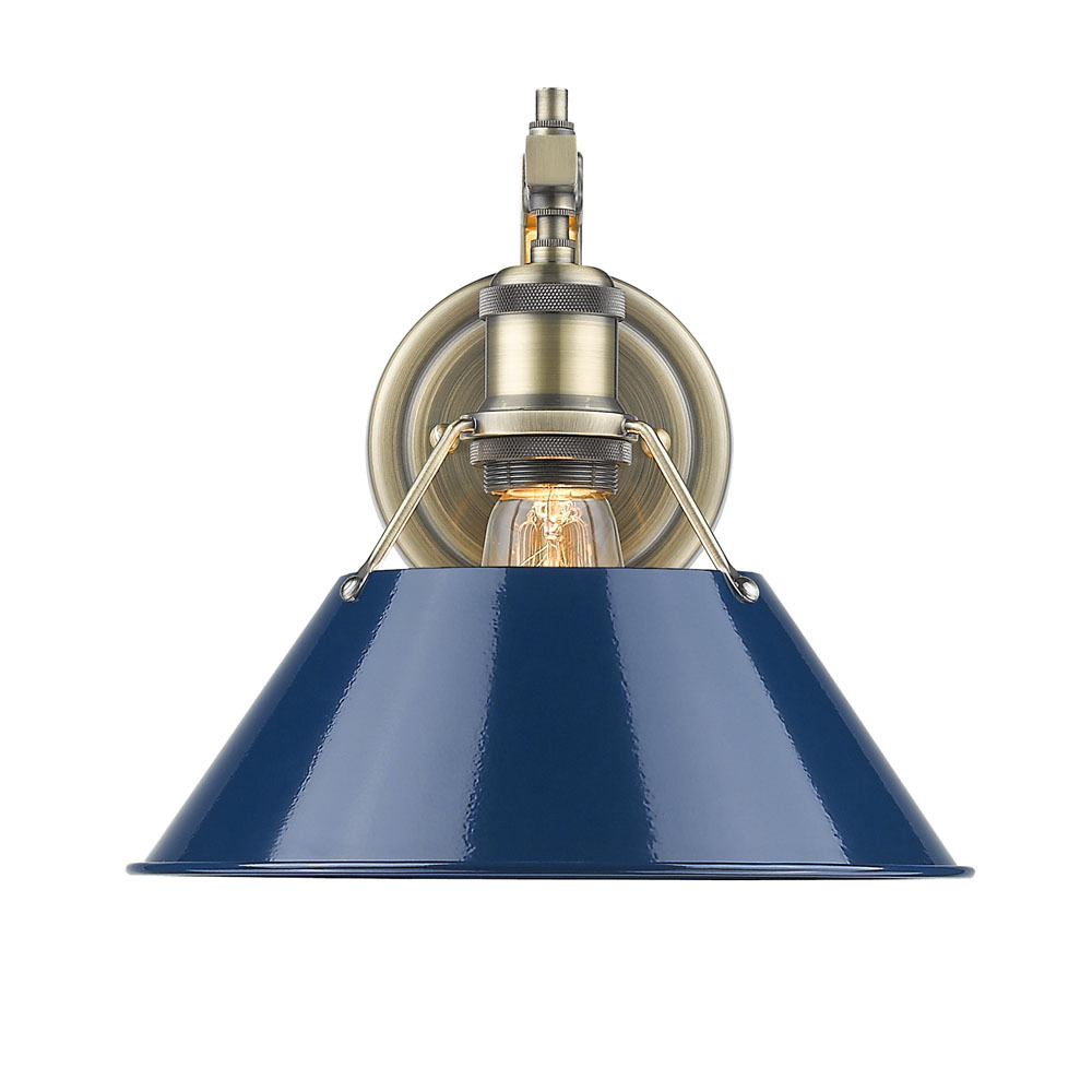 Orwell AB 1 Light Wall Sconce in Aged Brass with Matte Navy shade