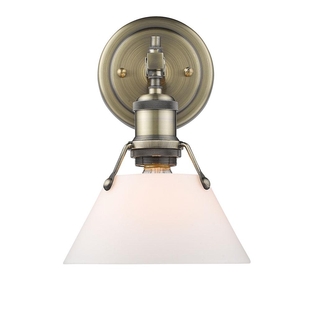 Orwell AB 1 Light Bath Vanity in Aged Brass with Opal Glass Shade