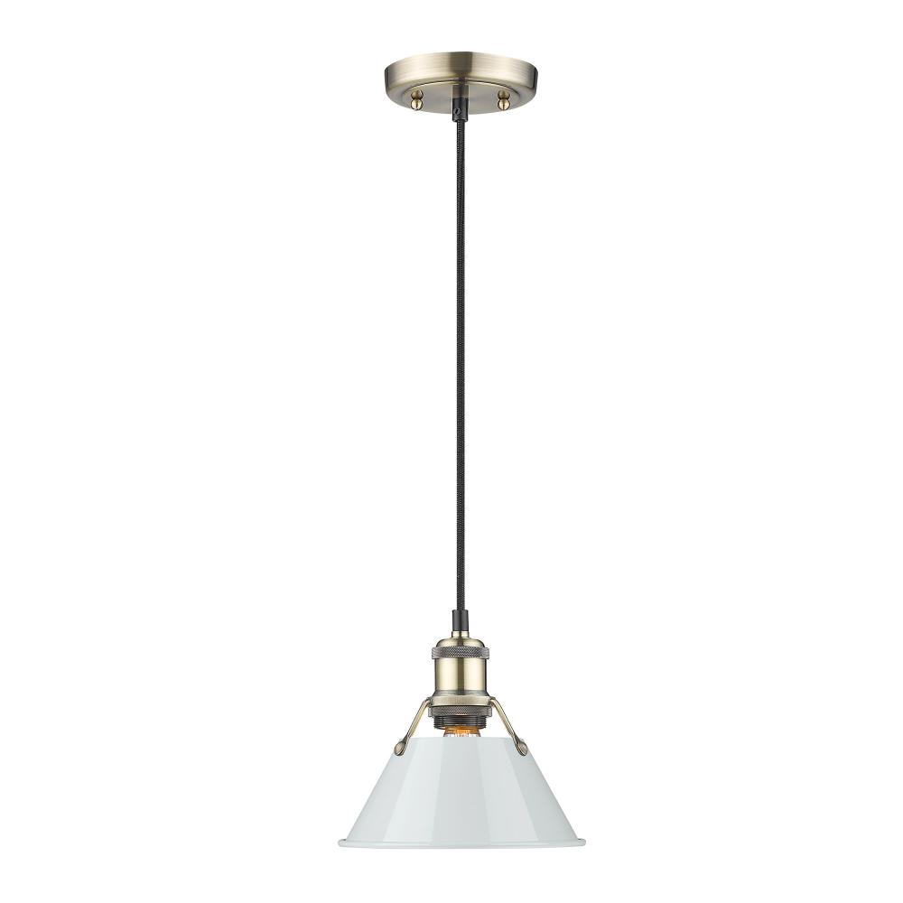 Orwell AB Small Pendant - 7" in Aged Brass with Dusky Blue shade