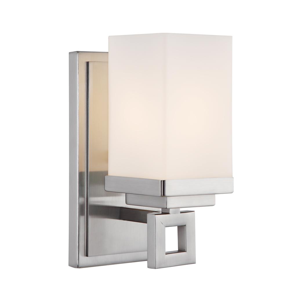 Nelio 1 Light Bath Vanity in Pewter with Cased Opal Glass