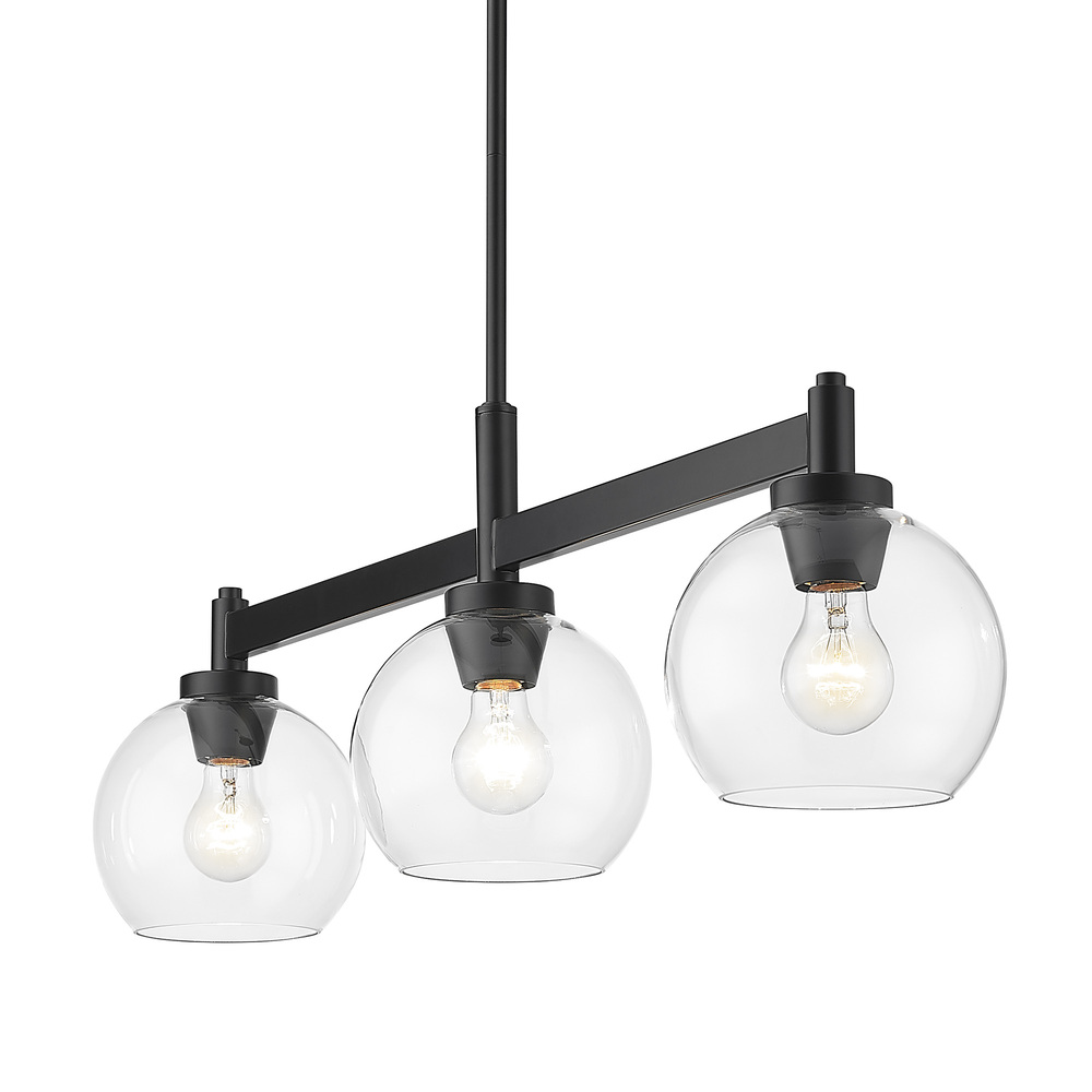Galveston BLK Linear Pendant in Matte Black with Clear Glass Shade