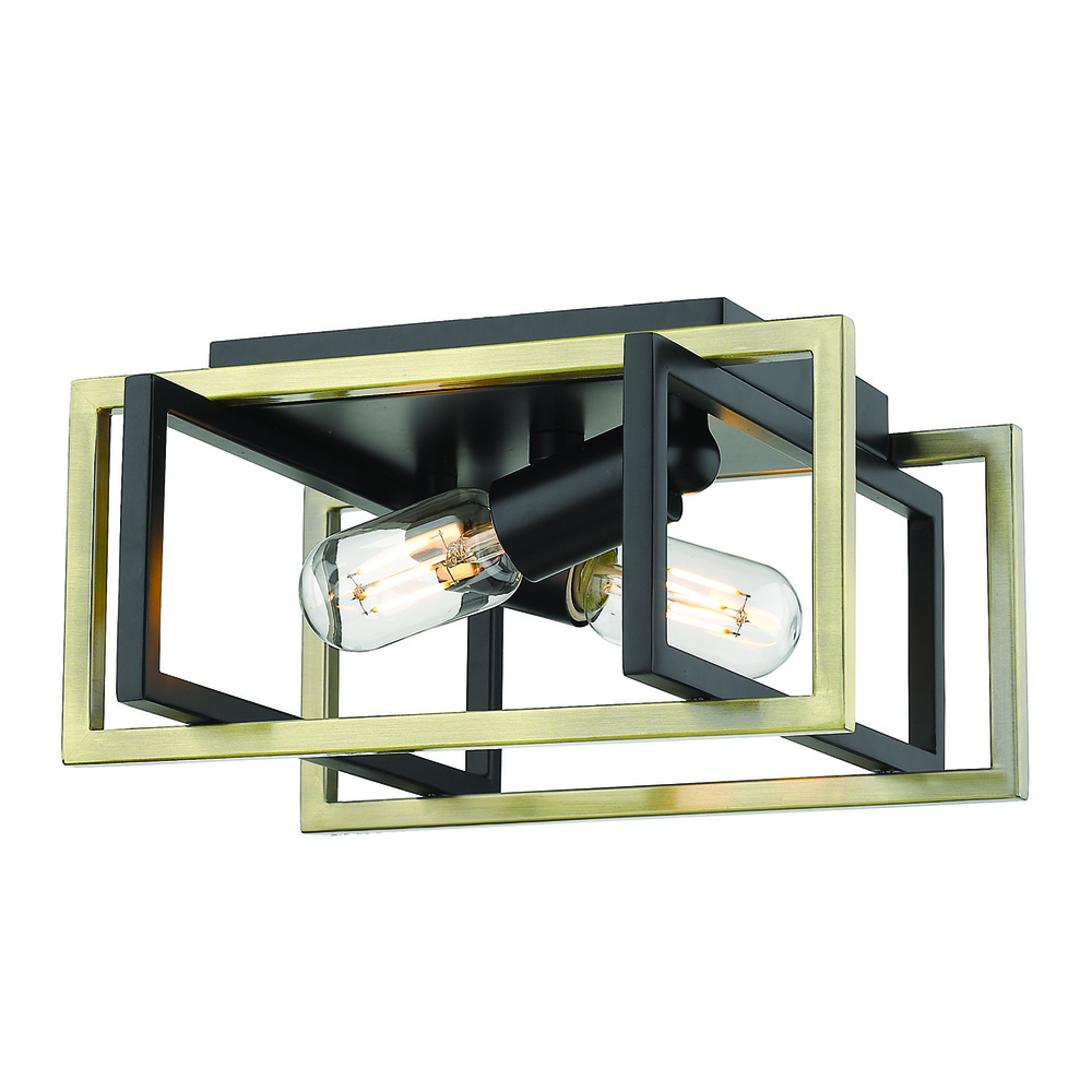 Tribeca Flush Mount in Matte Black with Aged Brass Accents