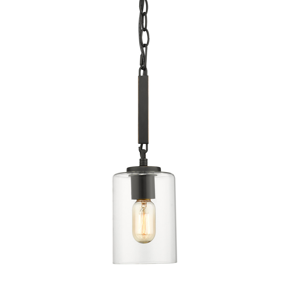 Monroe Mini Pendant in Matte Black with Gold Highlights and Clear Glass
