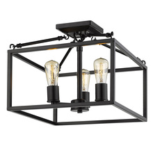 Golden 2072-SF BLK - 3-Light Semi-Flush Mount in Black