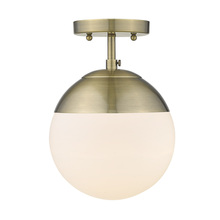 Golden 3218-SF AB-AB - Dixon Semi-Flush in Aged Brass with Opal Glass and Aged Brass Cap