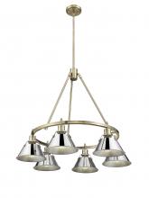 Golden 3306-6 AB-CH - Orwell AB 6 Light Chandelier in Aged Brass with Chrome shades