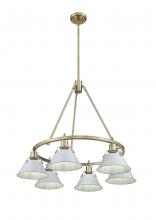 Golden 3306-6 AB-DB - Orwell AB 6 Light Chandelier in Aged Brass with Dusky Blue shades