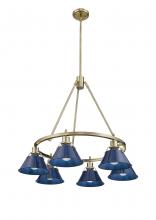Golden 3306-6 AB-NVY - Orwell AB 6 Light Chandelier in Aged Brass with Matte Navy shades