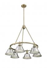 Golden 3306-6 AB-PW - Orwell AB 6 Light Chandelier in Aged Brass with Pewter shades