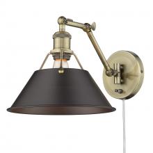 Golden 3306-A1W AB-RBZ - Orwell AB 1 Light Articulating Wall Sconce in Aged Brass with Rubbed Bronze shade